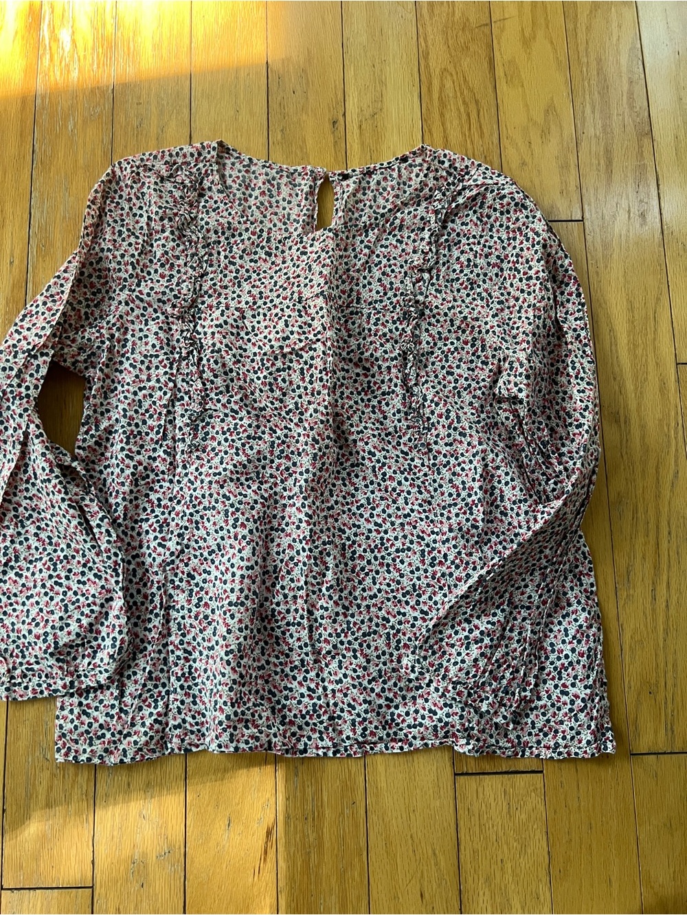 Women's Floral Long-Sleeve Blouse - Pink/Blue Print